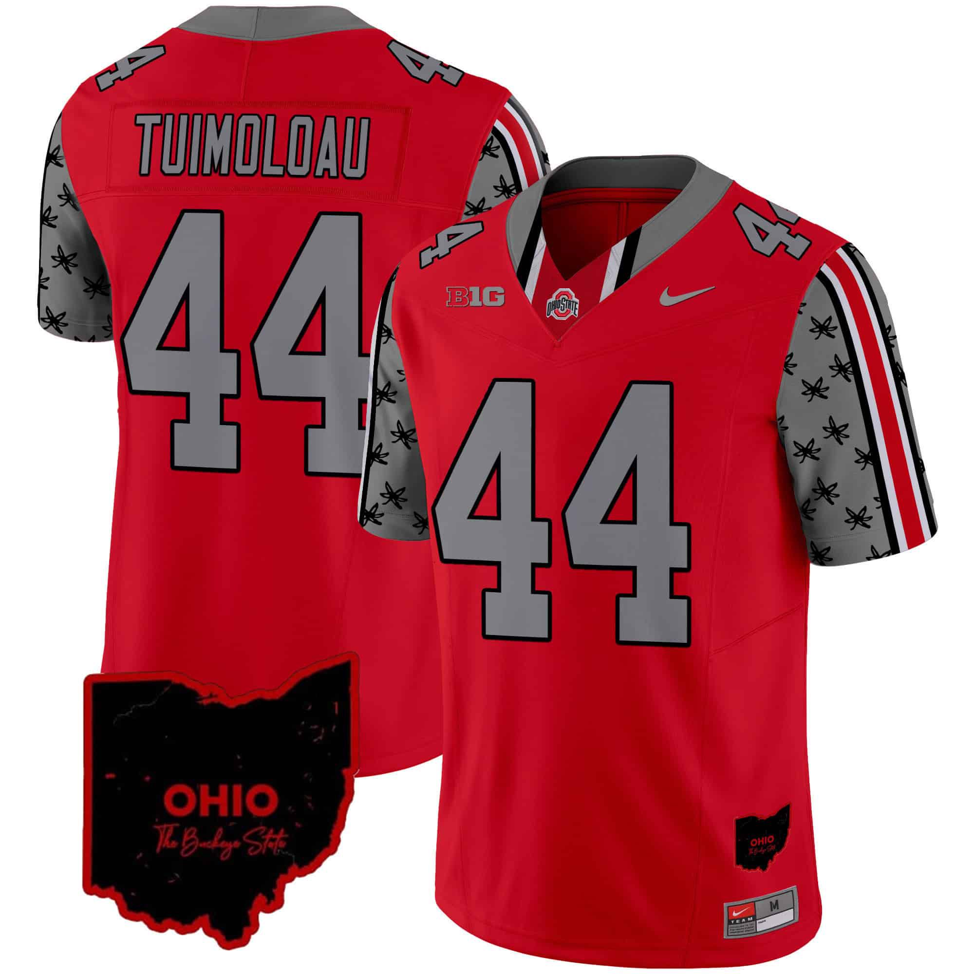 Men Ohio State Buckeyes #44 Tuimoloau Red 2024 Nike Home Patch Vapor Limited NCAA Jersey